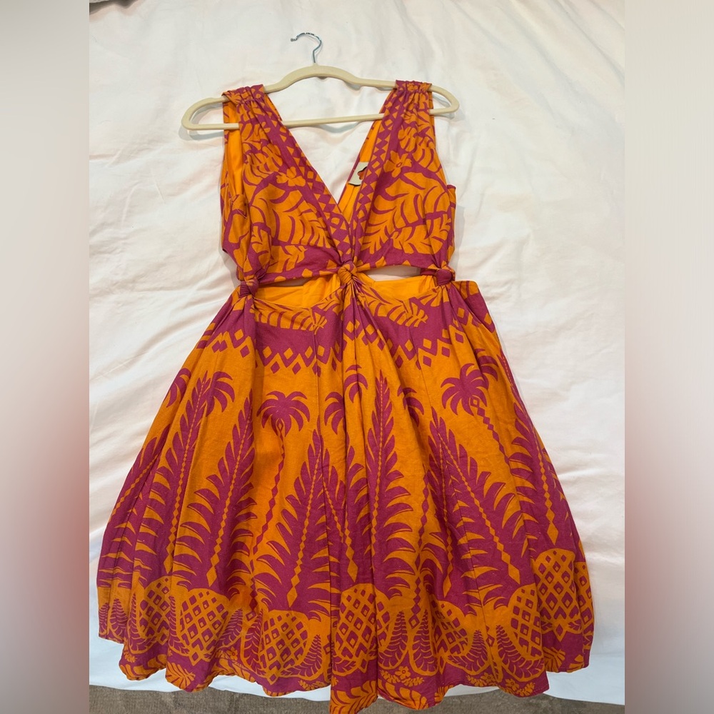 Farm Rio Orange and Purple Tropical Mini Dress